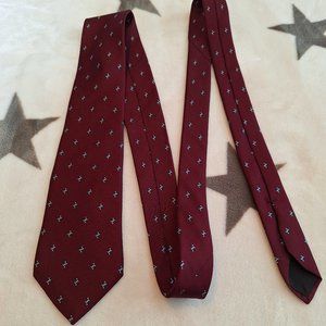 100% Pure Silk Da Vinci Neck Tie Red And Blue Art Deco Made In Italy Luxury‎